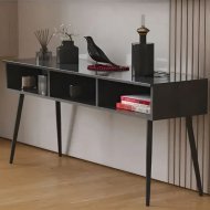 Тумба під телевізор Кентук Ferrum-decor 45x139x38 Чорний метал ДСП Сосна Кембра 16 мм (FRD-106728)