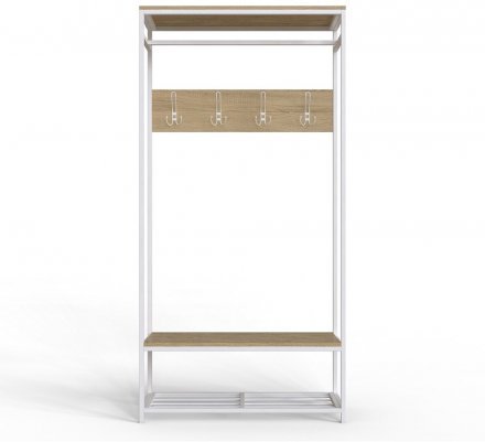 Вішалка модульна підлогова Ferrum-decor Треліс 15 180x90x38 білий ДСП Дуб Сонома 16мм (FRD-104370)