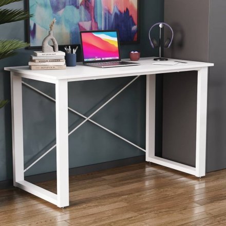 Письмовий стіл Ferrum-decor Драйв 750x1400x600 Білий метал ДСП Біле 16 мм (FRD-103143)