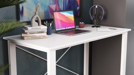 Письмовий стіл Ferrum-decor Драйв 750x1400x600 Білий метал ДСП Біле 16 мм (FRD-103143)