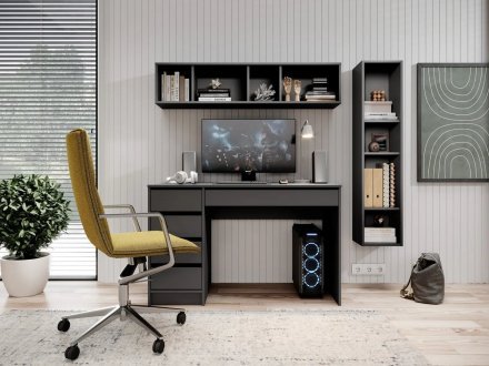 Стіл туалетний письмовий Perfect Home Ада / Ada 5S/120 з 5 шухлядами Антрацит (PFH-091308) Стіл туалетний письмовий Perfect Home Ада / Ada 5S/120 з 5 шухлядами Антрацит (PFH-091308)
