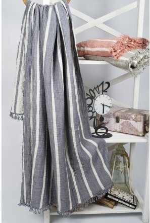 Плед-накидка Cocoon Stripe indigo 130х170 см 2000022196529 Плед-накидка Cocoon Stripe indigo 130х170 см 2000022196529