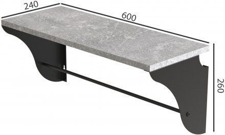 Настінна полиця Ferrum-decor Комфі 260x600x240 метал Чорний ДСП Бетон 16 мм (FRD-102743) Настінна полиця Ferrum-decor Комфі 260x600x240 метал Чорний ДСП Бетон 16 мм (FRD-102743)