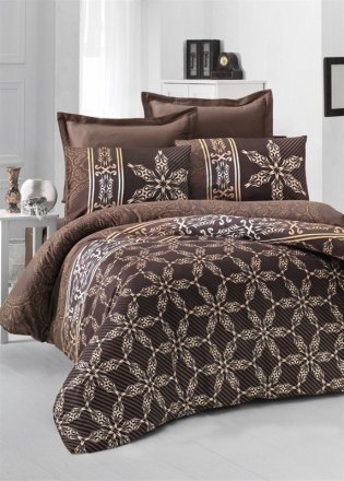 Постільний комплект 200х220 см Sateen Alisa коричневий Постільний комплект 200х220 см Sateen Alisa коричневий