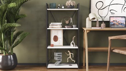 Етажерка 4/60 Ferrum-decor Серії Конект 120x60x28 чорний ДСП Біле 16мм (FRD-104236)