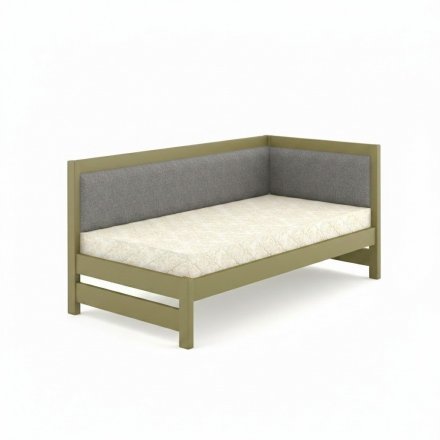 Односпальне дерев'яне ліжко Mebigrand Ліза М4 (права спинка) Оливковий (RAL1020)/Аляска 93 (Сірий) 90x200 см MBG-25660 Односпальне дерев'яне ліжко Mebigrand Ліза М4 (права спинка) Оливковий (RAL1020)/Аляска 93 (Сірий) 90x200 см MBG-25660