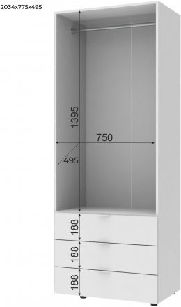 Шафа розпашна для одягу Doros Гелар 77,5х49,5х203,4 см Білий (DRS-011103)