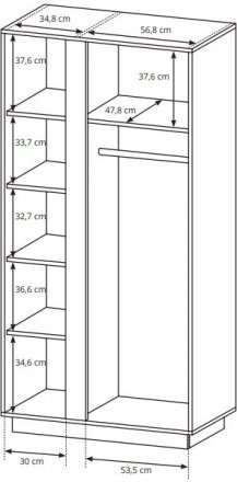 Шафа для одягу Perfect Home Арко / Arco 2-дверна 2D/96 Білий глянець/дуб грандсон (PFH-091038) Шафа для одягу Perfect Home Арко / Arco 2-дверна 2D/96 Білий глянець/дуб грандсон (PFH-091038)