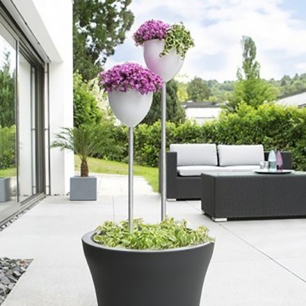 Кашпо для квітів SkyPot пластик 16 на ніжці білий 56026