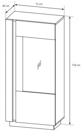 Вітрина низька Perfect Home Арко / Arco 1-дверна 1D1W/72 Білий глянець/дуб грандсон (PFH-091030)