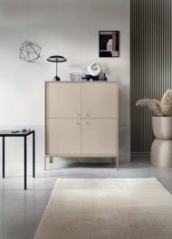 Комод високий Perfect Home Моно / Mono 4-дверний з золотими ніжками MK104 Беж пісочний (PFH-091203)