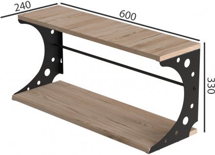 Настінна полиця Ferrum-decor Букін 330x600x240 метал Чорний ДСП Дуб Сан-Марино 16 мм (FRD-102864) Настінна полиця Ferrum-decor Букін 330x600x240 метал Чорний ДСП Дуб Сан-Марино 16 мм (FRD-102864)
