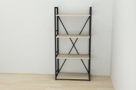 Етажерка 4/60 Ferrum-decor Серії Конект 120x60x28 чорний ДСП Дуб Сонома 16мм (FRD-104239)