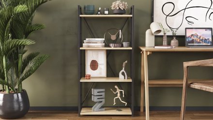 Етажерка 4/60 Ferrum-decor Серії Конект 120x60x28 чорний ДСП Дуб Сонома 16мм (FRD-104239)