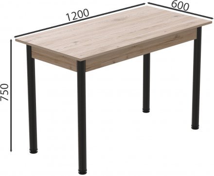 Стіл кухонний Ferrum-decor Беніта 75x120x60 Чорний ДСП Сан-Марино 16мм (FRD-105643)