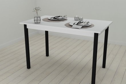 Стіл кухонний Ferrum-decor Маріо 75x120x80 Чорний ДСП Біле 16мм (FRD-106196) Стіл кухонний Ferrum-decor Маріо 75x120x80 Чорний ДСП Біле 16мм (FRD-106196)