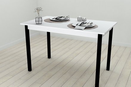 Стіл кухонний Ferrum-decor Маріо 75x120x80 Чорний ДСП Біле 16мм (FRD-106196) Стіл кухонний Ferrum-decor Маріо 75x120x80 Чорний ДСП Біле 16мм (FRD-106196)