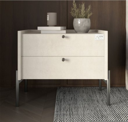 Тумба приліжкова LION Wood з двома шухлядами Бетон style (чорні ножки) (LION-041339) Тумба приліжкова LION Wood з двома шухлядами Бетон style (чорні ножки) (LION-041339)