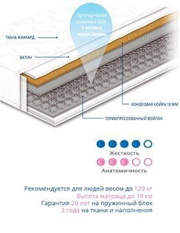 Матрац пружинний Чемпіон Cocos 1 120х200х19 см Матрац пружинний Чемпіон Cocos 1 120х200х19 см