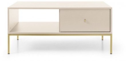 Стіл журнальний Perfect Home Моно / Mono з 2 шухлядами та золотими ніжками ML104 Беж пісочний (PFH-091211)