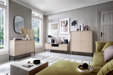 Стіл журнальний Perfect Home Моно / Mono з 2 шухлядами та золотими ніжками ML104 Беж пісочний (PFH-091211)