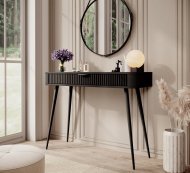 Стіл туалетний Perfect Home Ланте / Lante 1S/100 з 1 шухлядою і чорними ніжками Чорний (PFH-091188) Стіл туалетний Perfect Home Ланте / Lante 1S/100 з 1 шухлядою і чорними ніжками Чорний (PFH-091188)