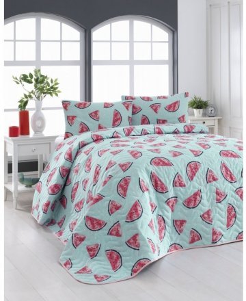 Покривало стьобане з наволочками Karpuz a.mavi блакитний 200х220 см svt-2000022240567 Покривало стьобане з наволочками Karpuz a.mavi блакитний 200х220 см svt-2000022240567