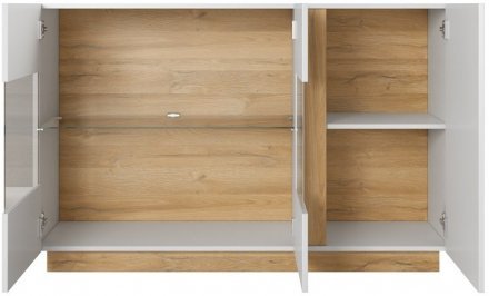 Комод з вітриною Perfect Home Арко / Arco 3-дверний 3D2W/138 Білий глянець/дуб грандсон (PFH-091034) Комод з вітриною Perfect Home Арко / Arco 3-дверний 3D2W/138 Білий глянець/дуб грандсон (PFH-091034)