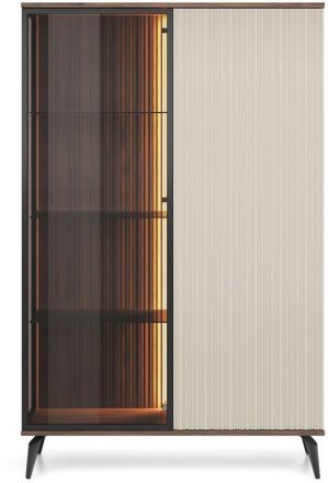 Вітрина висока з підсвіткою Вічі / Vici WT103 2-дверна Горіх/кашемір Perfect Home Польща (PFH-091278) Вітрина висока з підсвіткою Вічі / Vici WT103 2-дверна Горіх/кашемір Perfect Home Польща (PFH-091278)