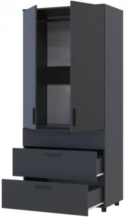Шафа для одягу Doros Торн Антрацит 2 ДСП/3Ш (штанга) 90х51.6х200 (DRS-012073) Шафа для одягу Doros Торн Антрацит 2 ДСП/3Ш (штанга) 90х51.6х200 (DRS-012073)