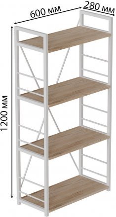 Етажерка 4/60 Ferrum-decor Серії Конект 120x60x28 білий ДСП Дуб Сан-Марино 16мм (FRD-104243) Етажерка 4/60 Ferrum-decor Серії Конект 120x60x28 білий ДСП Дуб Сан-Марино 16мм (FRD-104243)