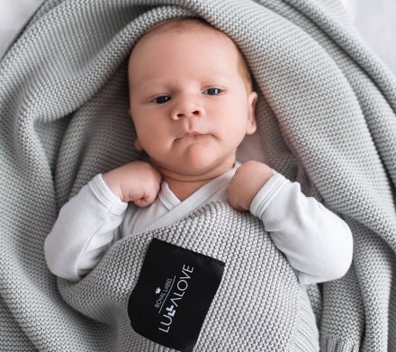 Бамбуковий плетений плед Classic 120х100 см Glamorous Grey lullalove-3073