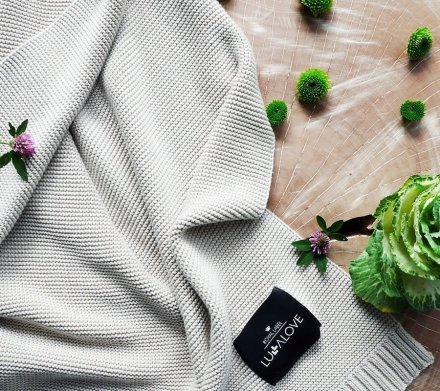 Бамбуковий плетений плед Classic 120х100 см Glamorous Grey lullalove-3073