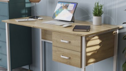 Письмовий стіл Ferrum-decor Гаррі 76x120x60 сірий ДСП Дуб Сонома 32мм (FRD-101457)