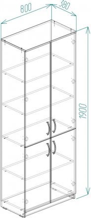 Шафа Анжело Ferrum-decor 5 полиць 4 двері 1900x800x380 ДСП Дуб Сан-Марино 16 мм (FRD-105056)