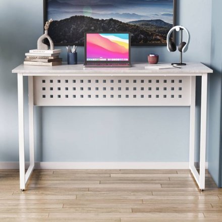 Стіл письмовий Майк Ferrum-decor 75x140x70 Білий метал ДСП Бетон 16 мм (FRD-106538)