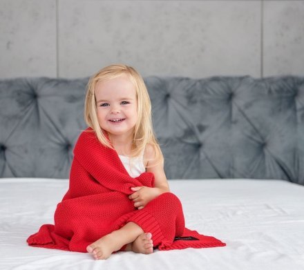 Бамбуковий плетений плед Classic 120х100 см Red lullalove-5169