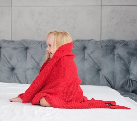 Бамбуковий плетений плед Classic 120х100 см Red lullalove-5169