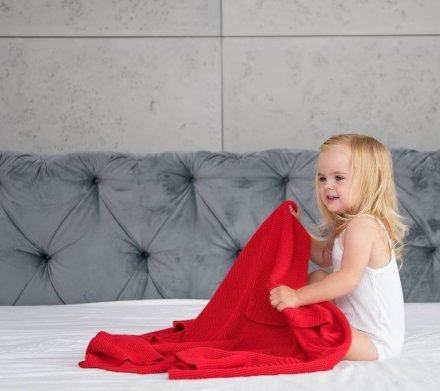 Бамбуковий плетений плед Classic 120х100 см Red lullalove-5169