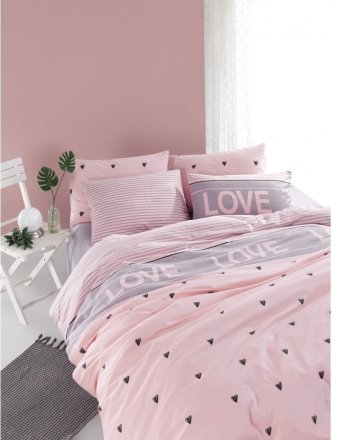 Постільна білизна Home Perfect Ranforce Love you ліловий сімейний 145х210 см Постільна білизна Home Perfect Ranforce Love you ліловий сімейний 145х210 см
