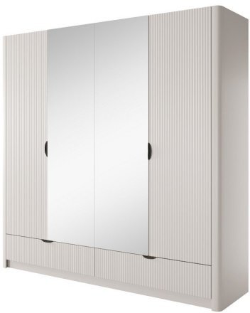 Шафа для одягу Perfect Home Ланте / Lante 4-дверна з дзеркалом і чорними ручками 4D2S/213 Беж (PFH-091187)