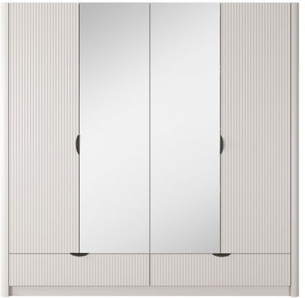 Шафа для одягу Perfect Home Ланте / Lante 4-дверна з дзеркалом і чорними ручками 4D2S/213 Беж (PFH-091187)