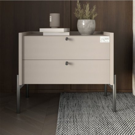 Тумба приліжкова LION Wood з двома шухлядами Кашемір (чорні ножки) (LION-041356) ТОП Тумба приліжкова LION Wood з двома шухлядами Кашемір (чорні ножки) (LION-041356) ТОП