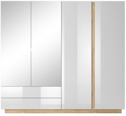 Шафа для одягу Perfect Home Арко / Arco 4-дверна з дзеркалом 4D2S/220 Білий глянець/дуб грандсон (PFH-091041) Шафа для одягу Perfect Home Арко / Arco 4-дверна з дзеркалом 4D2S/220 Білий глянець/дуб грандсон (PFH-091041)