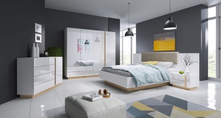 Шафа для одягу Perfect Home Арко / Arco 4-дверна з дзеркалом 4D2S/220 Білий глянець/дуб грандсон (PFH-091041) Шафа для одягу Perfect Home Арко / Arco 4-дверна з дзеркалом 4D2S/220 Білий глянець/дуб грандсон (PFH-091041)