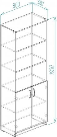 Шафа Анжело Ferrum-decor на 5 полиць з 2 дверима 1900x800x380 ДСП Дуб Сан-Марино 16 мм (FRD-105062)