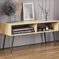 Тумба під ТВ Невада Ferrum-decor 45x100x38 Чорний метал ДСП Дуб Сонома 16 мм (FRD-106722)