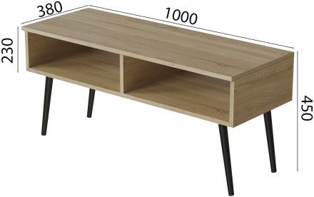 Тумба під ТВ Невада Ferrum-decor 45x100x38 Чорний метал ДСП Дуб Сонома 16 мм (FRD-106722)
