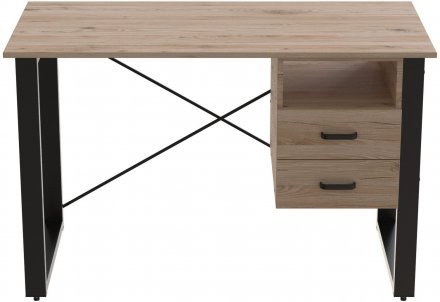 Письмовий стіл із ящиками Ferrum-decor Оскар 750x1400x700 метал Чорний ДСП Дуб Сан-Марино 16 мм (FRD-103276)