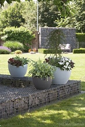 Кашпо для квітів Wave Globe пластик 30 гранітно-білий 53375